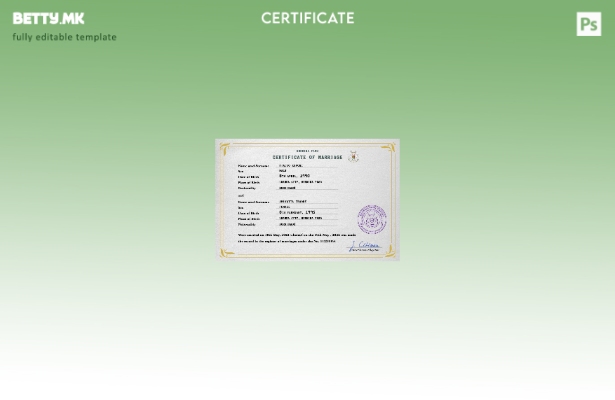 Модерен стил, шаблон за шаблон PSD од потврда за брак од Буркина Фасо